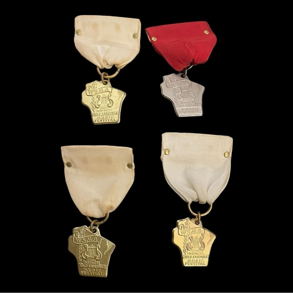 Vintage Wisconsin WSMA District Solo Ensemble Music Festival Ribbon Award Pins